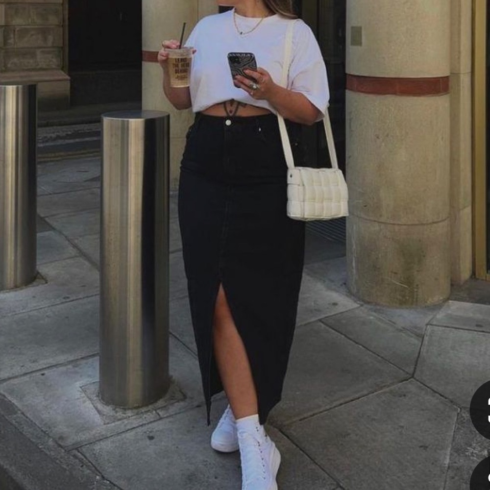 BDG mandi denim maxi skirt in black